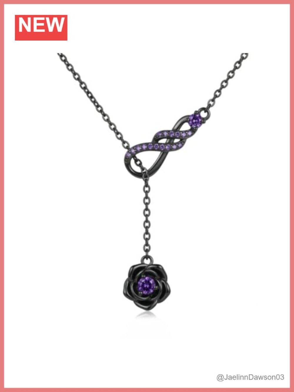 Gothic Black Rose Y-Necklace for Women Lariat Pendant Halloween Gift